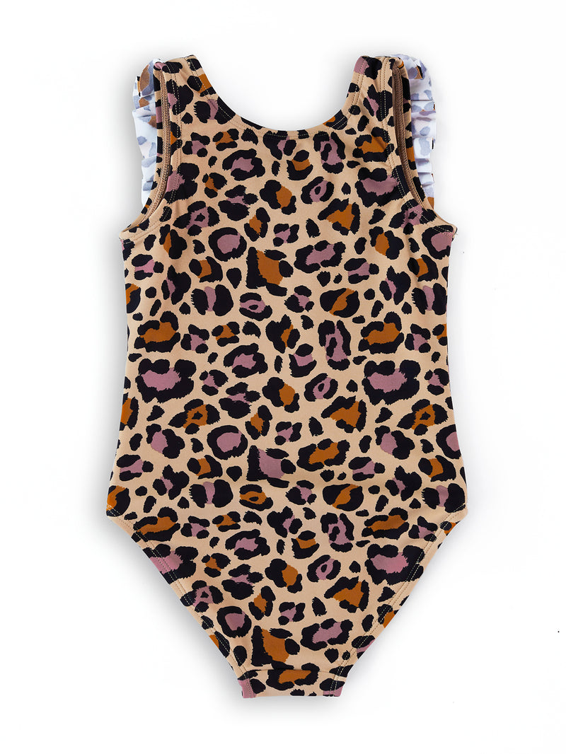 Cheetah Bonita Baby and Toddler Magnetic One-Piece Ruffled
