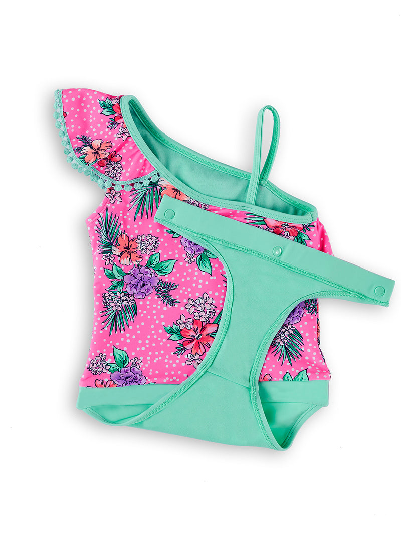 Pow Pow Flower Young Girls Magnetic One-Piece