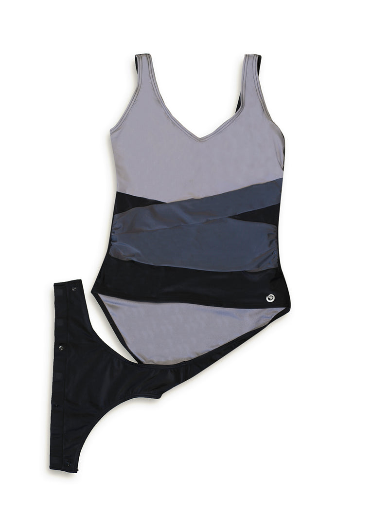 Wrapped Up Color Block Mesh One-Piece