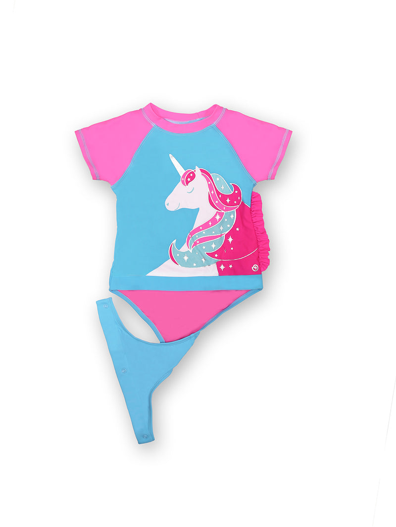 Born To Unicorn Short Sleeve Baby and Toddler Magnetic One Piece